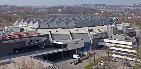 Blick auf die Schleyer-Halle von außen