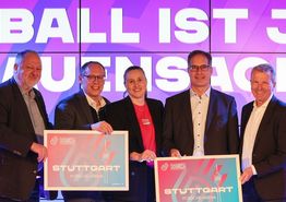 Deutscher Handballbund übergibt „Host-city“-Schild an Stadt Stuttgart
